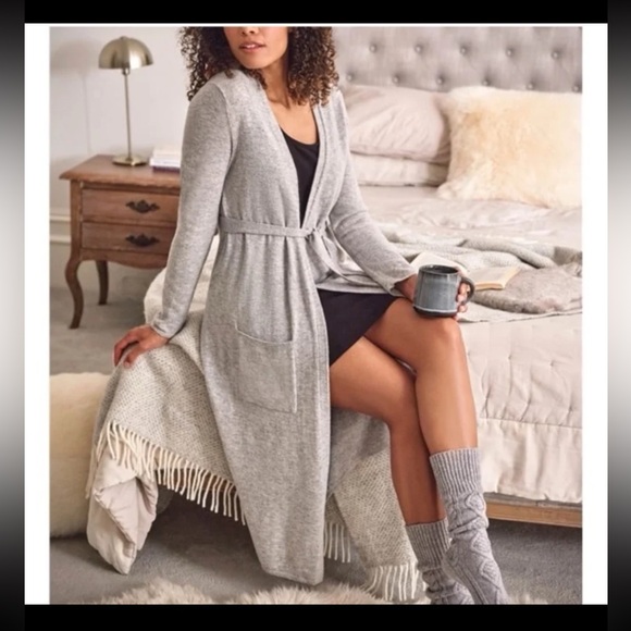 WoolOvers Sweaters - Woolovers Cashmere & Merino Luxe Dressing Gown/ Duster Cardigan Oatmeal 
Small